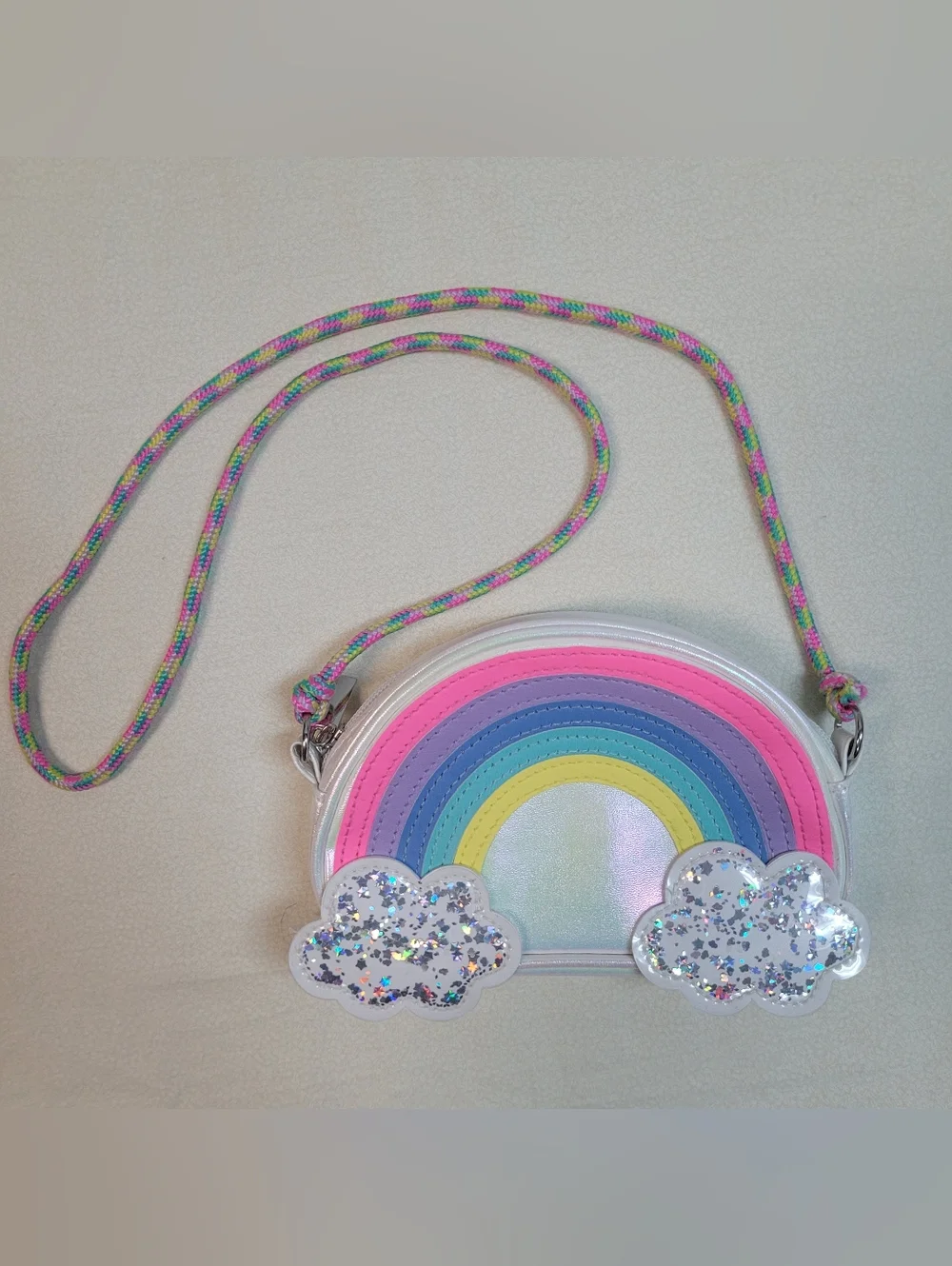 Claire's Rainbow Shimmering Crossbody Bag Glitter Little Girls Purse, Never Used